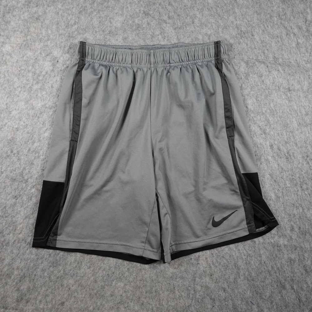 Nike Shorts Mens Medium Gray Black Dri Fit Knit Hybrid Training 8" Gym Active